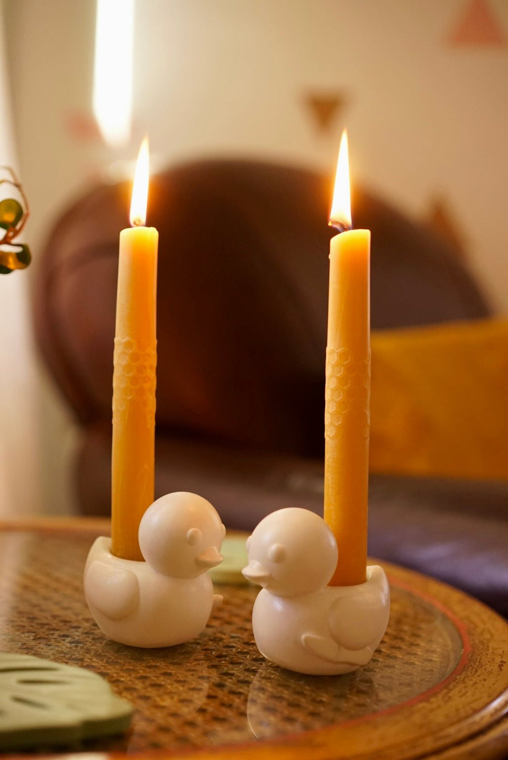 Killer Ducky. ceramic candle holder of rubber duck yeilding knife by artist  Case Peck